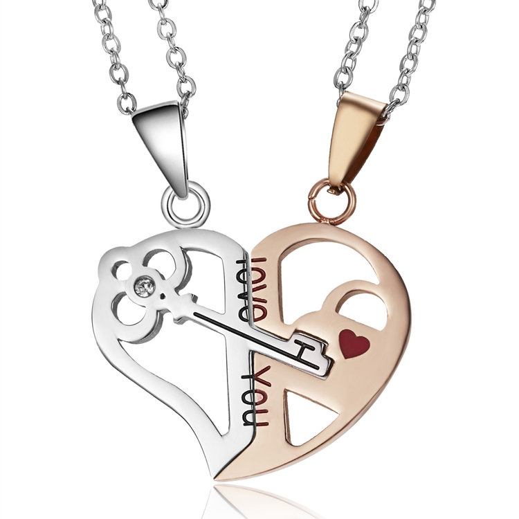 Picture of Unique Love Heart Key Set Necklace