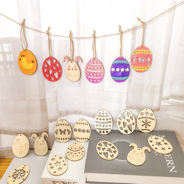 Picture of 10 Pcs DIY Wooden Easter Egg Ornament