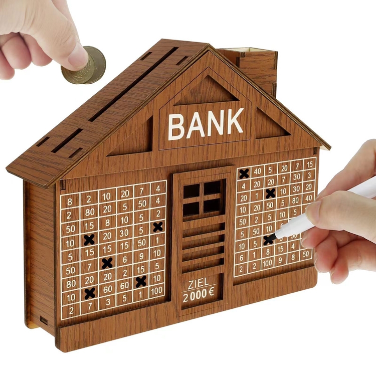 Picture of Funny Wooden House Piggy Bank