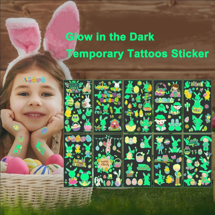 Picture of 20 Pcs Glow in the Dark Temporary Tattoos Stickers