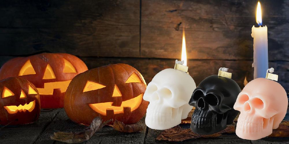 Halloween skull scented candle