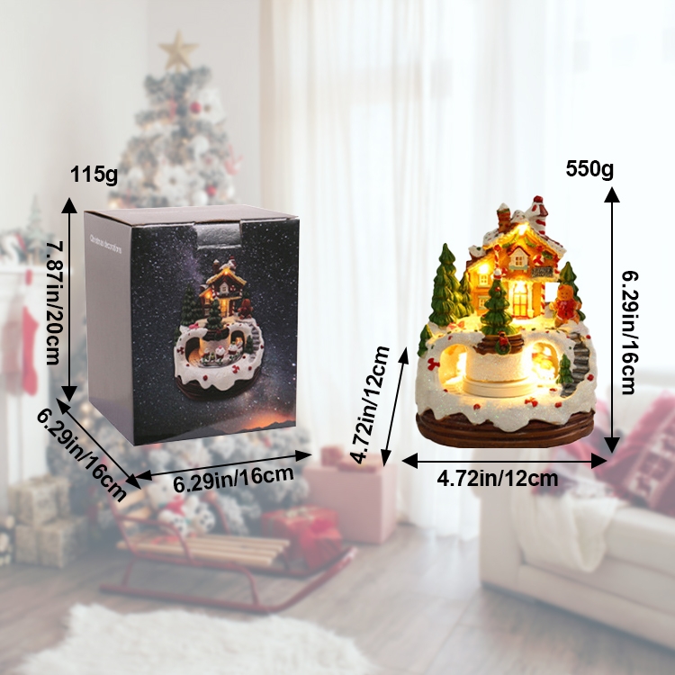 Christmas luminous music house ornament size