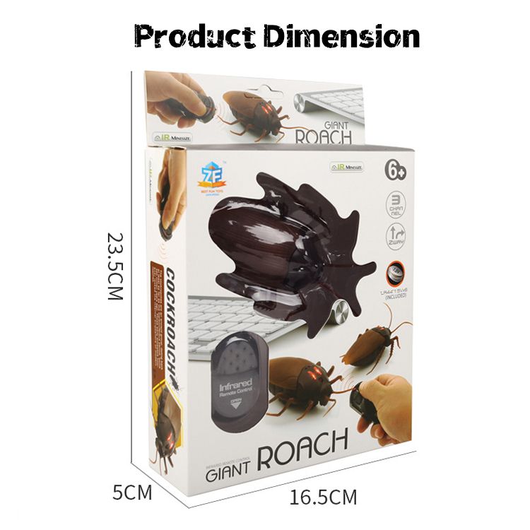 Remote control cockroach prank toy size