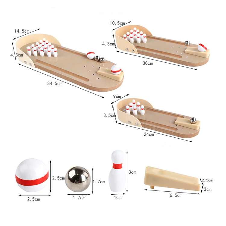 Tabletop mini bowling set size