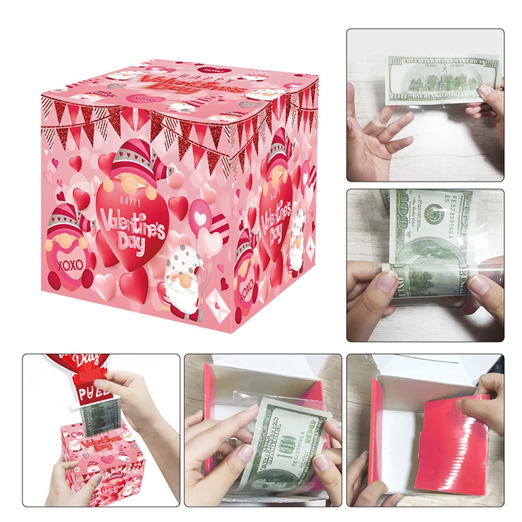 Valentines day funny money box for cash detail