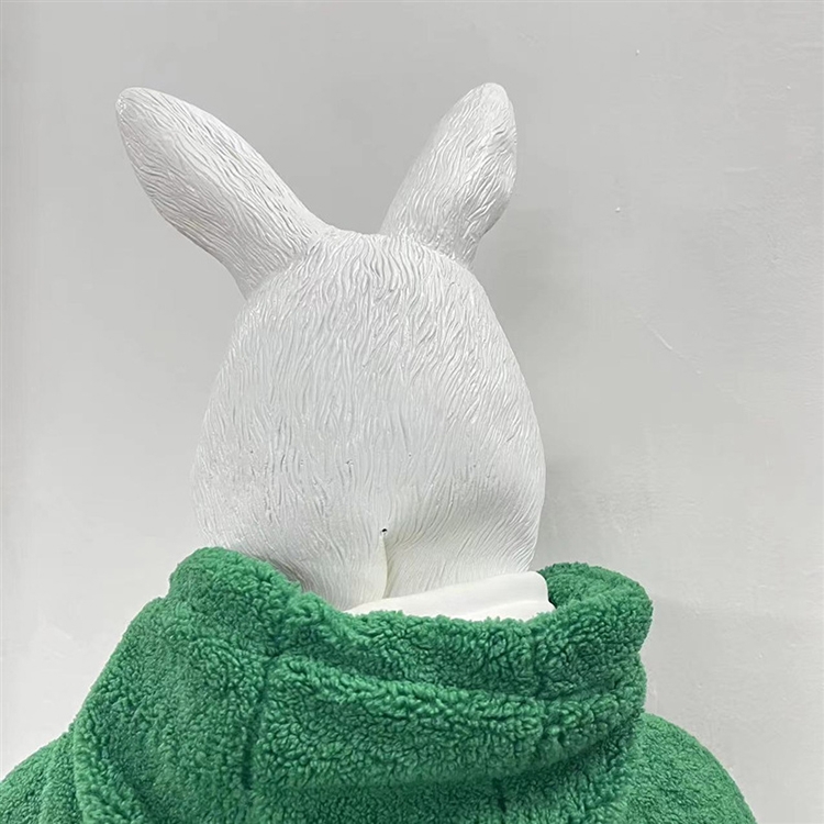 Funny white bunny head mask detail