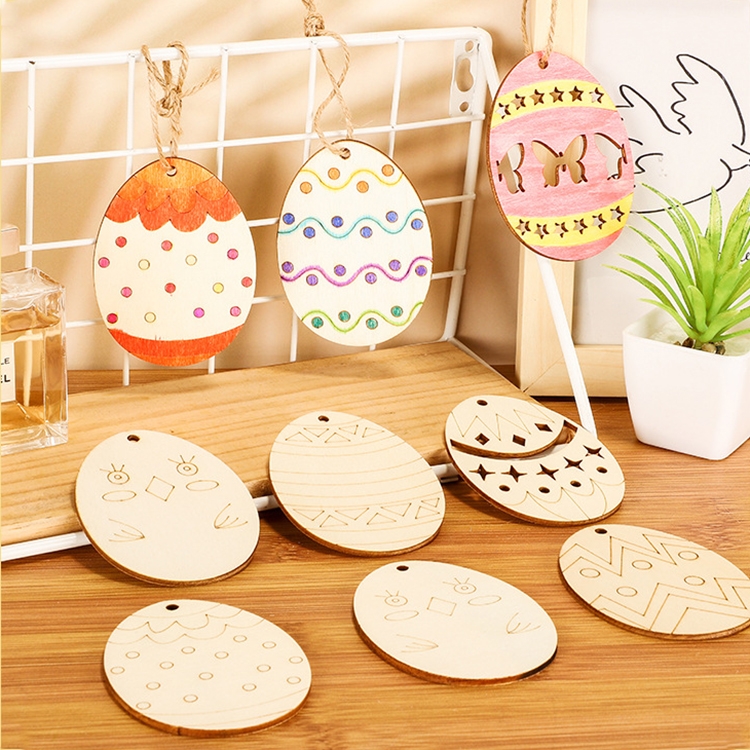 Wooden easter egg ornament for kids